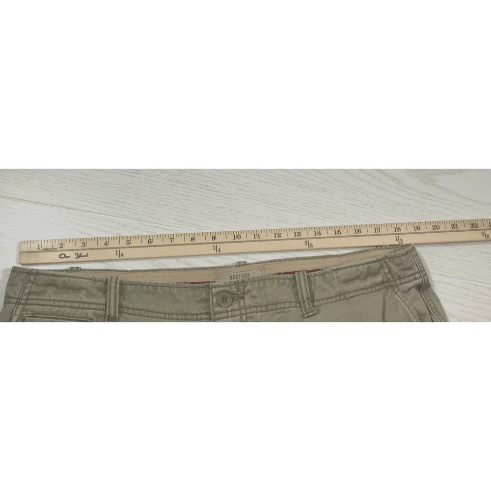 Vintage Old Navy Utility Pants 36x34 Gray Bootcut Cotton Button Pockets Work Y2K